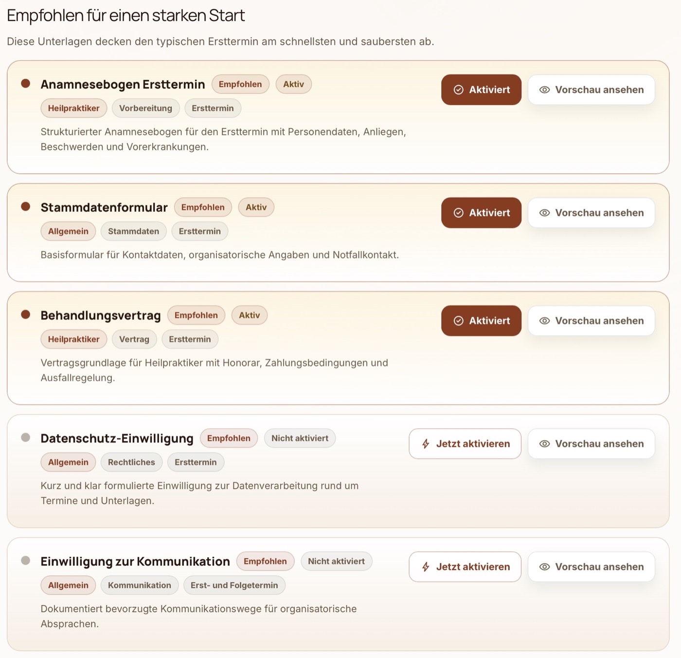 Dokumentvorlagen für die Terminvorbereitung in Casepoint
